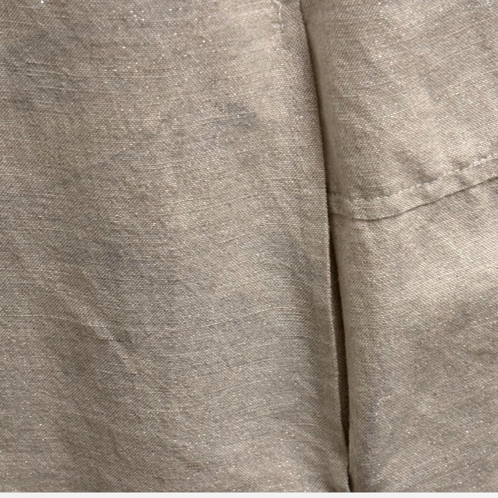 Crown Linen blend Beige with subtle metallic Short Sleeve Dress - Picture 3 of 7